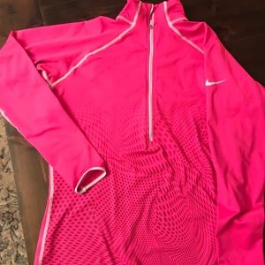 Nike Pro Pink 1/2 Zip Pullover Top Cold Gear